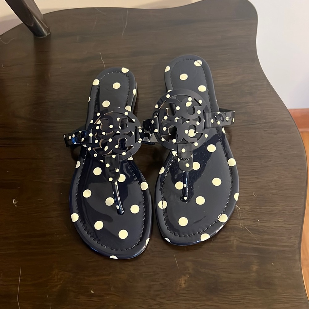 Tory Burch Miller Polka Dot Sandals Navy
